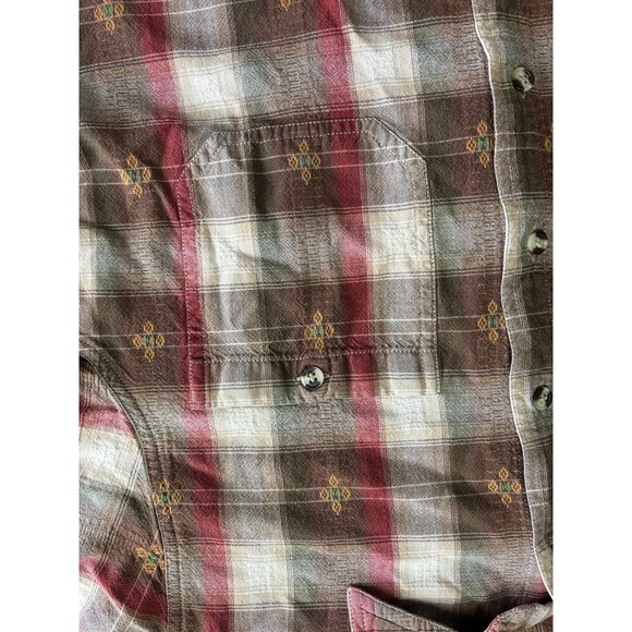 Vintage Cabin Creek Brown Plaid Button Down Flannel Shirt size Large 100% Cotton - Picture 6 of 7